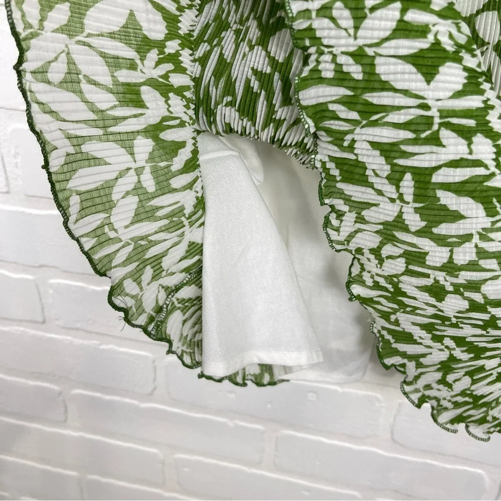 Abercrombie & Fitch Mini babydoll dress green white floral medium Tall - Picture 8 of 13